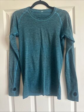 lululemon athletica Swiftly Tech long-sleeve  turquoise blue heathered